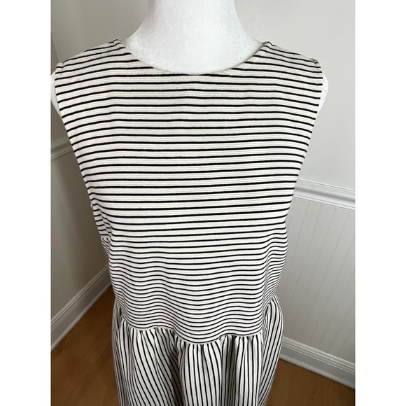Loft Ivory & Black Striped Dress Knee Length Sleeveless Casual Women Size 12 - Picture 7 of 9